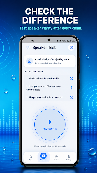 ClearWave speaker test screen